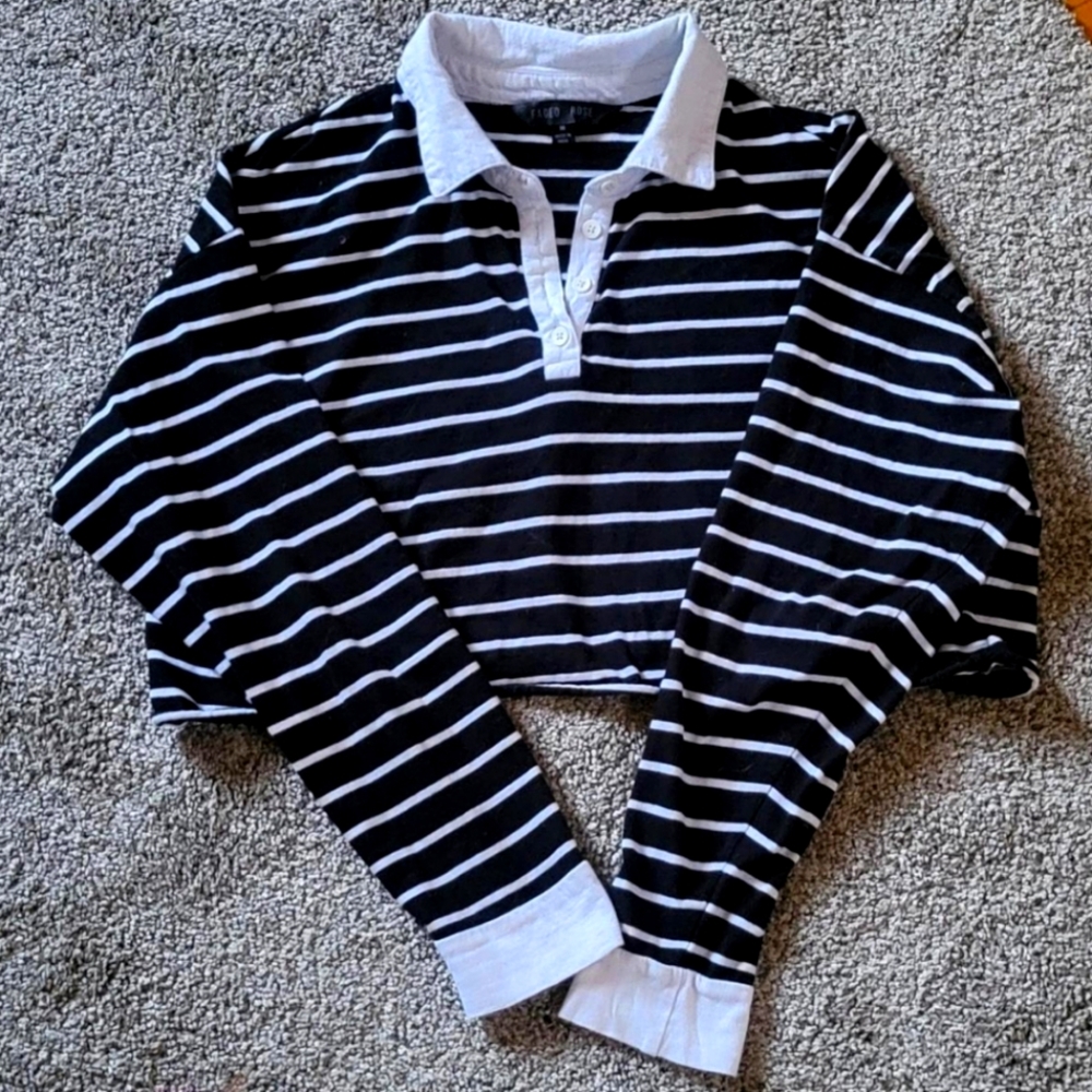 Faded Rose Long Sleeve Crop Top